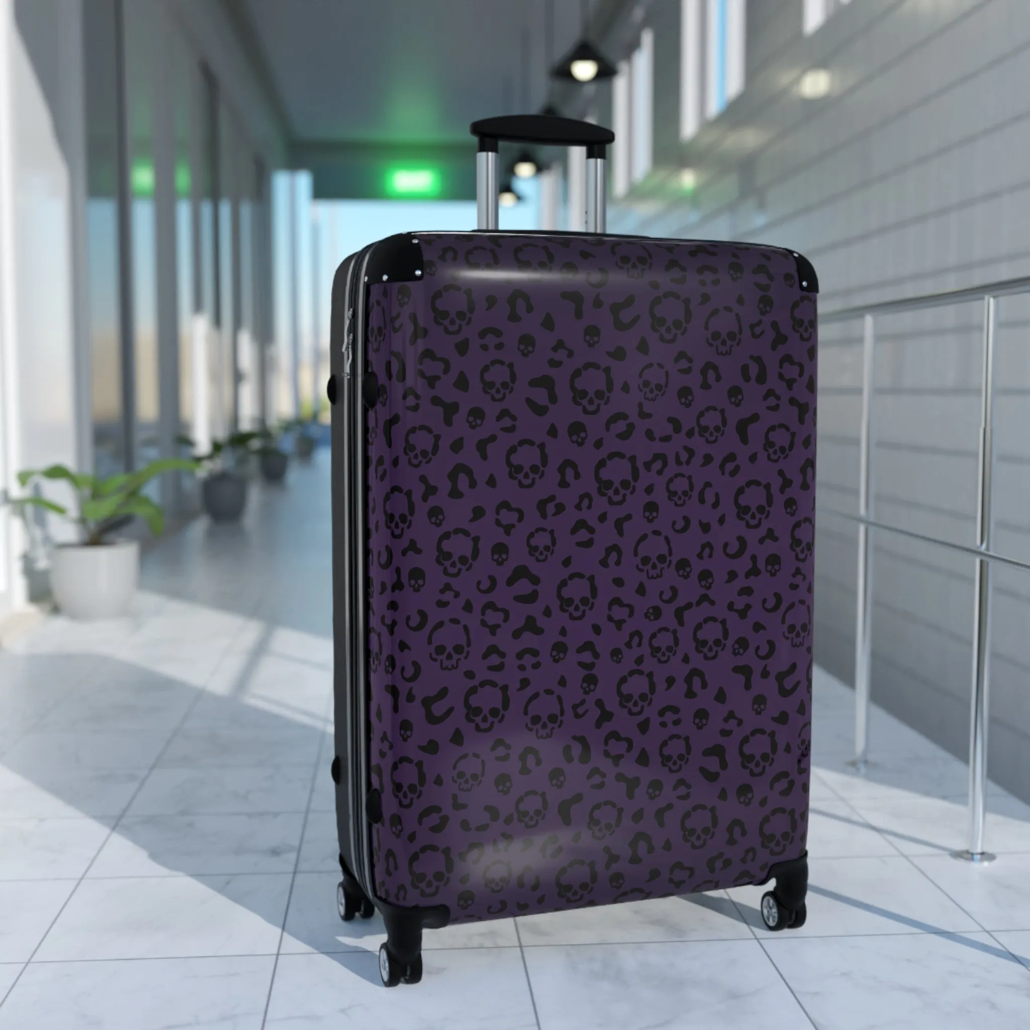 Cheetah Skulls in Purple Suitcase