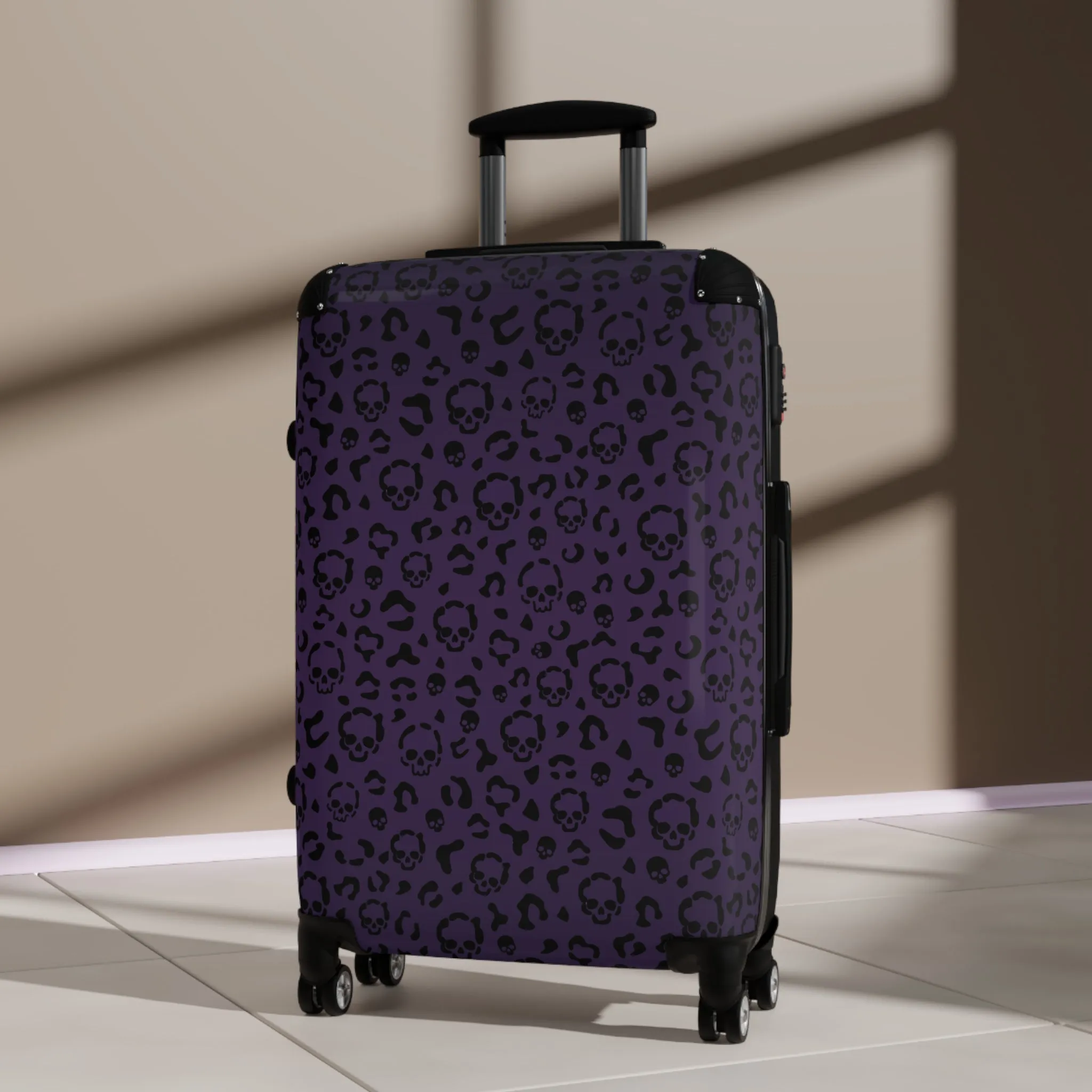 Cheetah Skulls in Purple Suitcase