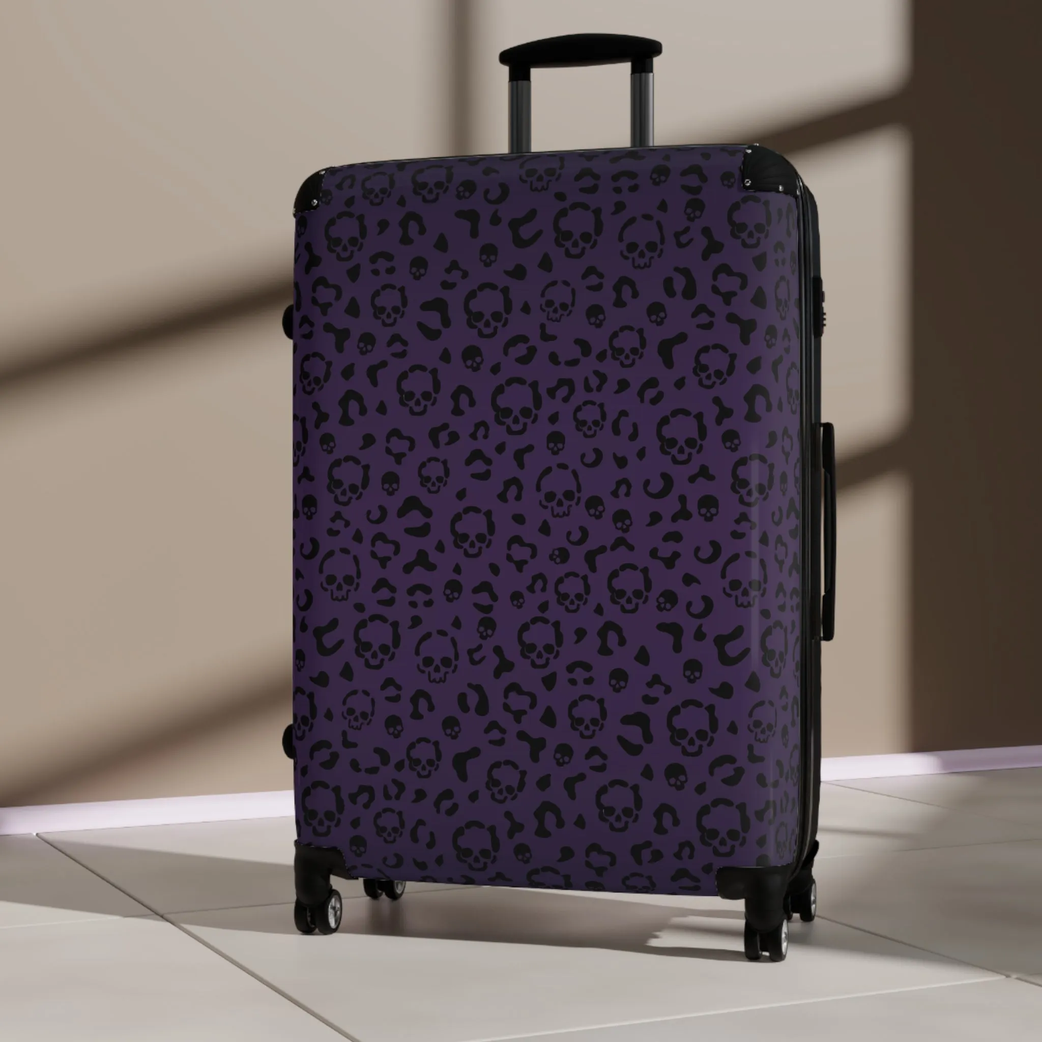 Cheetah Skulls in Purple Suitcase