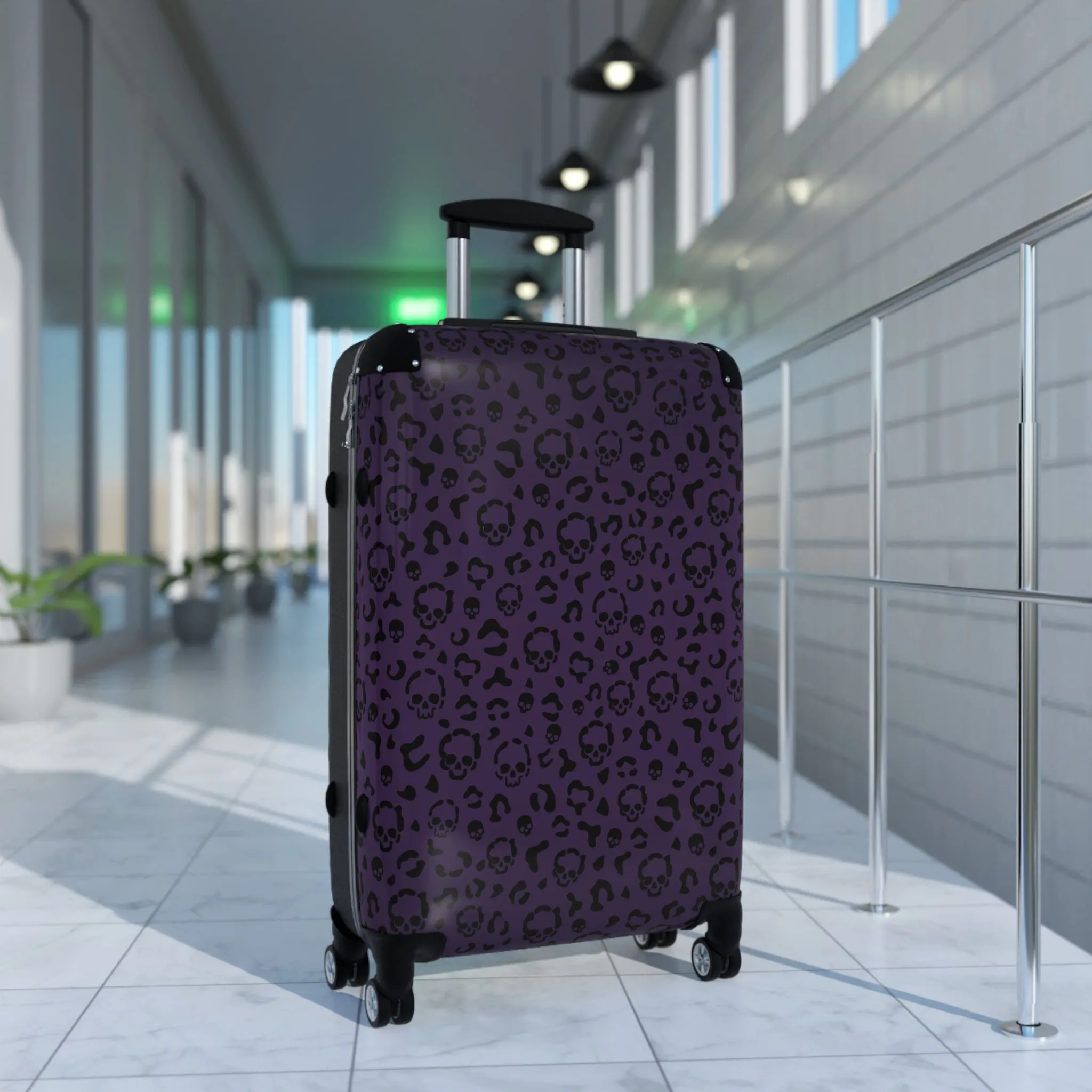 Cheetah Skulls in Purple Suitcase