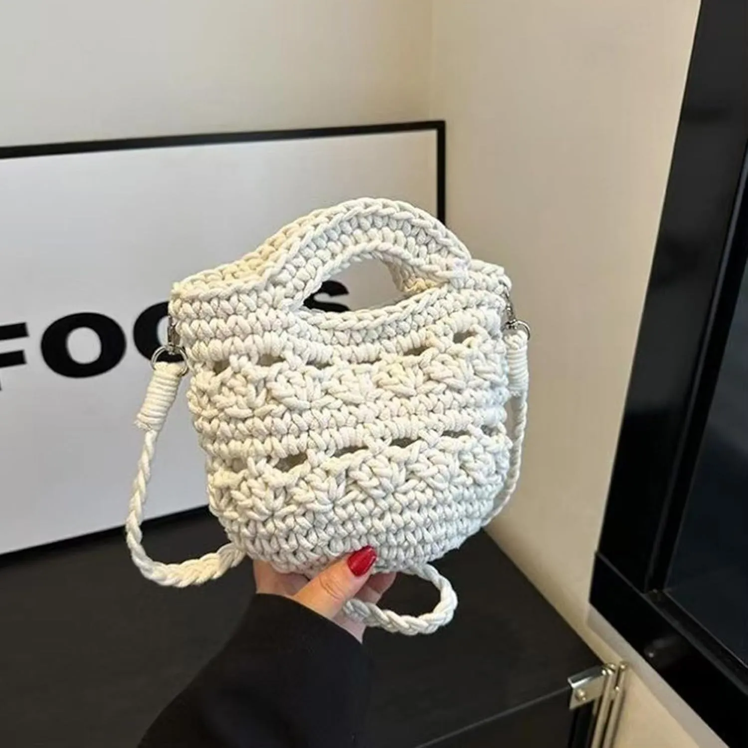 CHIC DIARY Women Straw Beach Bag Clutch Purse Small Crossbody Bag Woven Cotton Shoulder Handbag for Summer