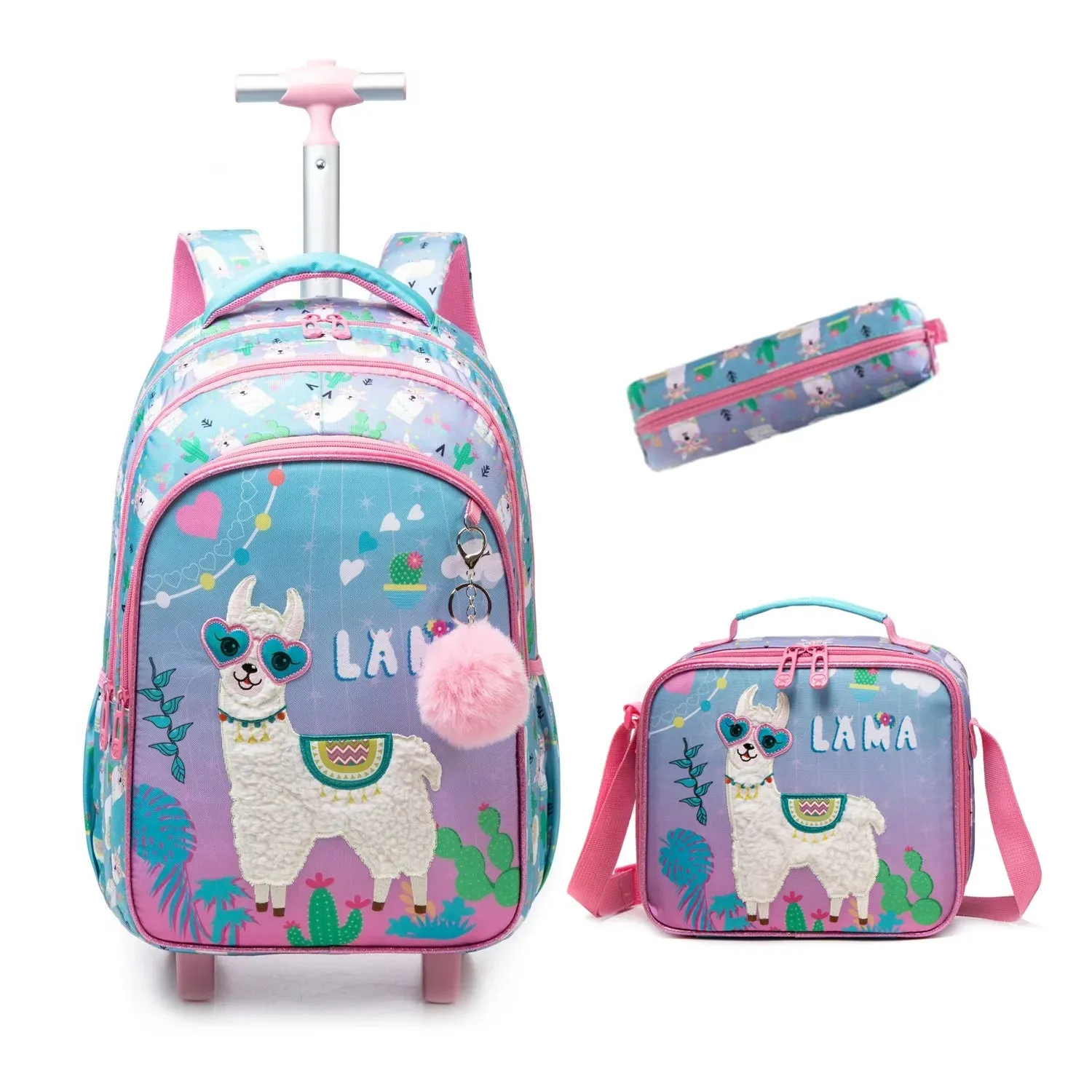 Children's School Backpack with Wheels | Canvas Wheeled Trolley Bag for Girls