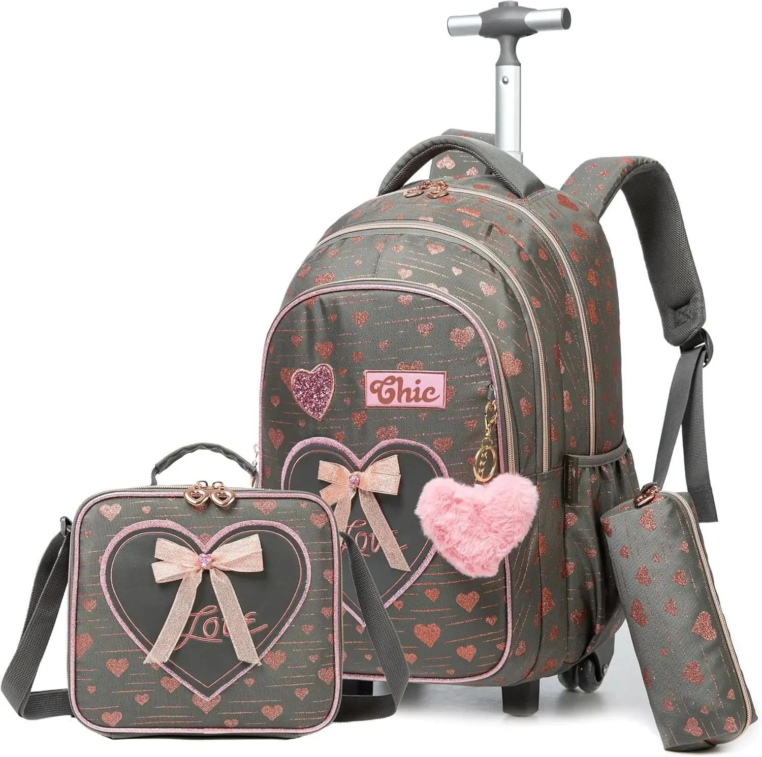 Children's School Backpack with Wheels | Canvas Wheeled Trolley Bag for Girls
