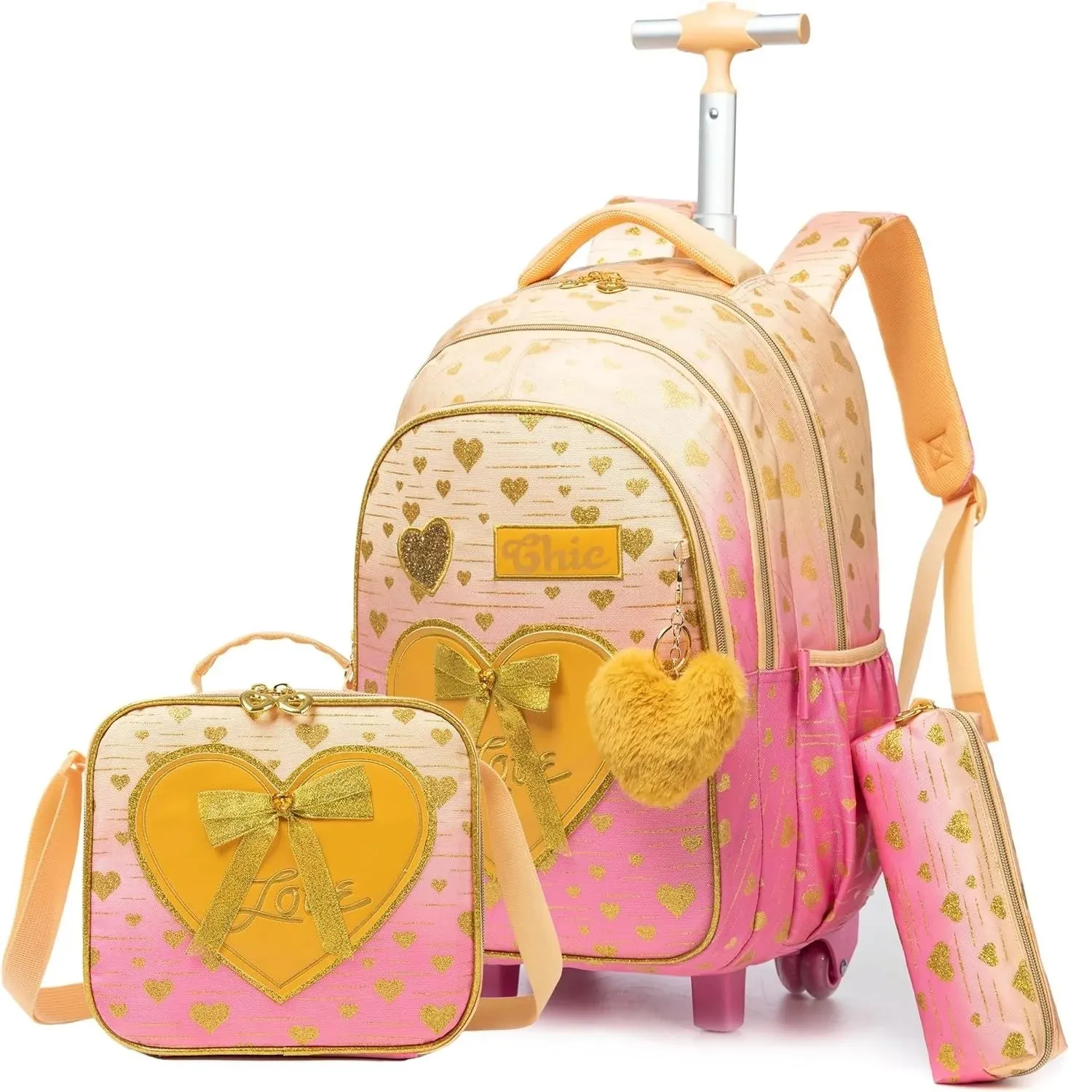 Children's School Backpack with Wheels | Canvas Wheeled Trolley Bag for Girls