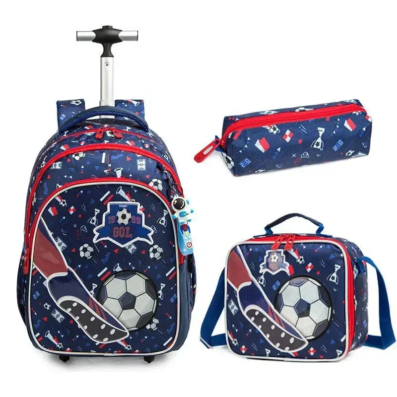 Children's School Backpack with Wheels | Canvas Wheeled Trolley Bag for Girls