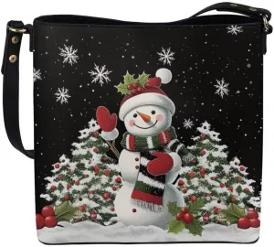 Christmas Large Leather Tote Bags for Women Lady Soft Bucket Bag Trendy Shoulder Bucket Womens Purses and Handbags