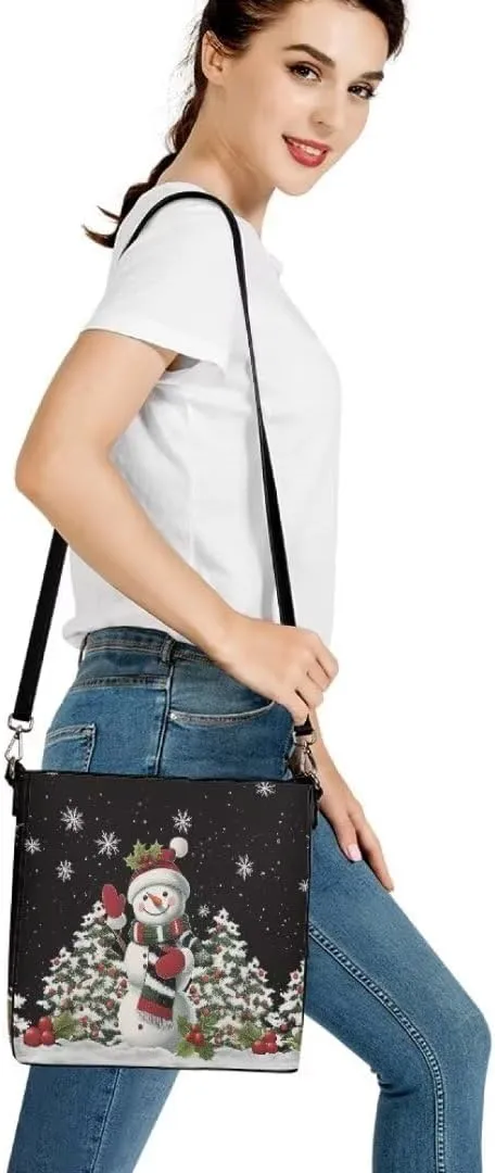 Christmas Large Leather Tote Bags for Women Lady Soft Bucket Bag Trendy Shoulder Bucket Womens Purses and Handbags
