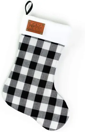 Christmas Stocking, Plaid and Leather