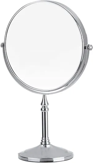 Chrome Countertop Makeup Mirrors, Double Sided Standing Vanity Mirror with Magnification, Swivel Tabletop Shaving Mirrors,6 inch,3X