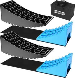 CirclrRoad RV Levelers, Heavy Duty RV Ramps for Leveling, Camper Wheel Levelers, Trailer Leveling Up to 35,000 lbs with Rubber Anti-Skid Pads and Storage Carrying Bag