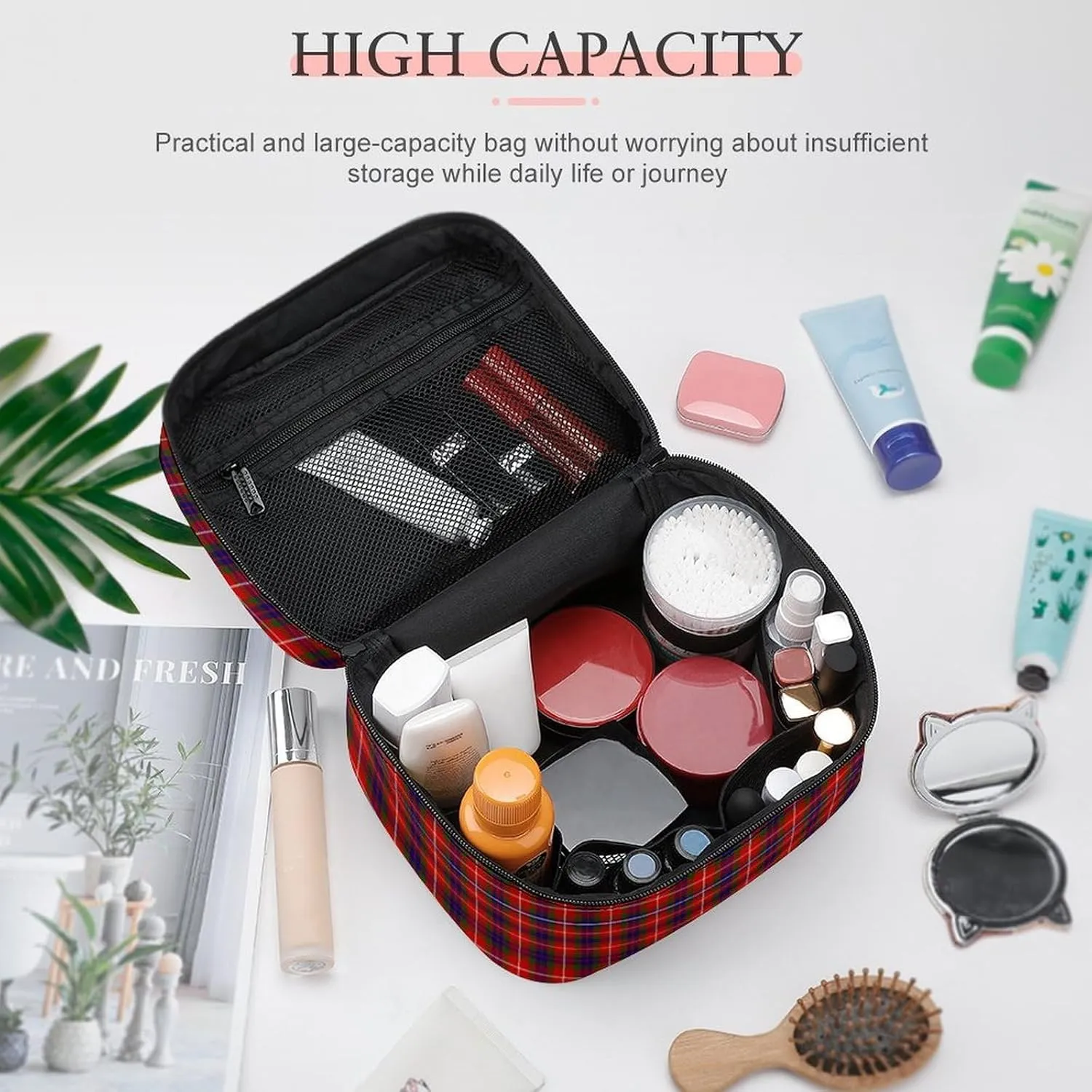 Clan Fraser Tartan Plaid Large Capacity Soft And High-value Practical Makeup And Wash Bag