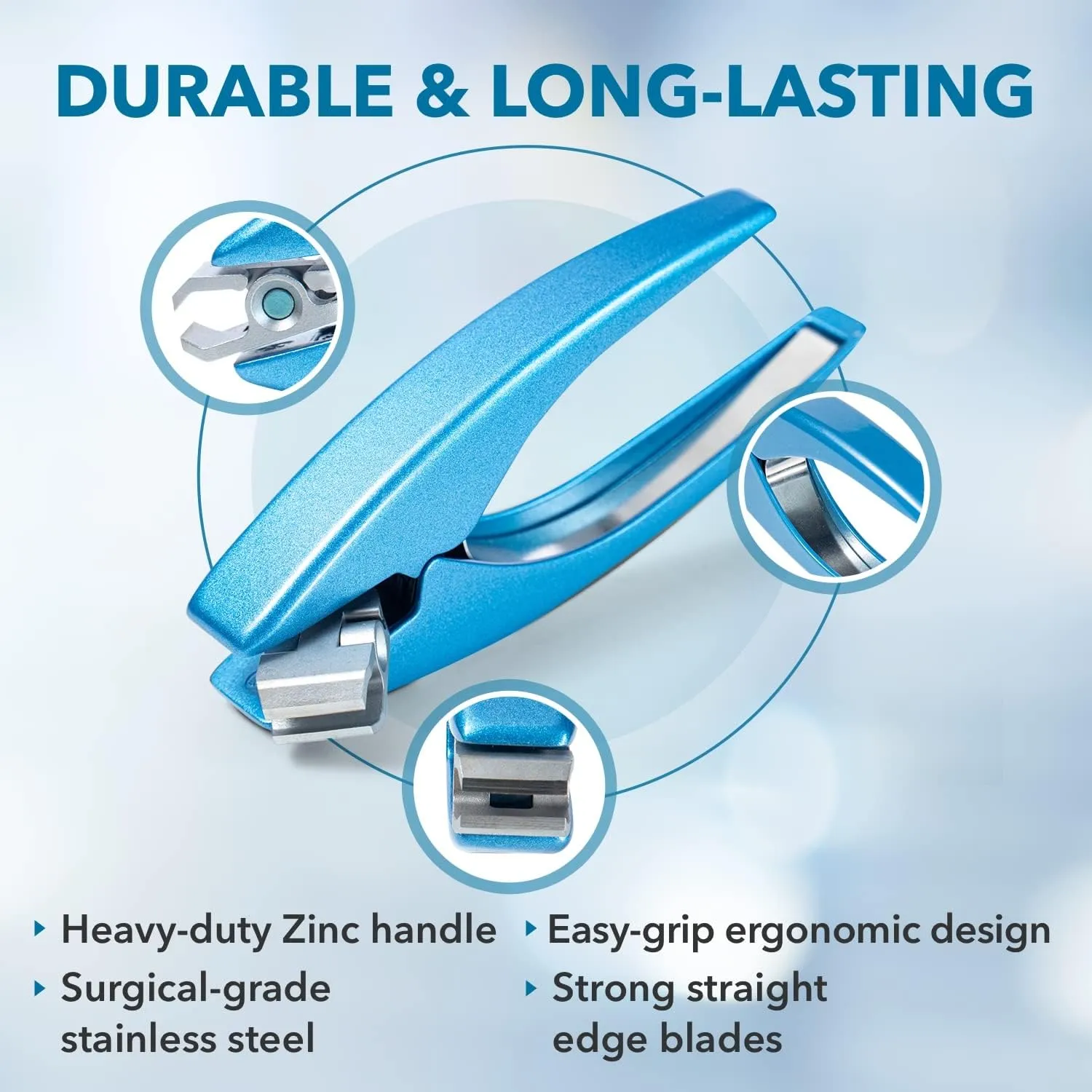 ClipperPro® Omega Toenail Clipper - Ergonomic Large Nail Clippers for Women & Men | Heavy-Duty Nail Clippers | Toenail Clippers with 180º Swivel Head (Ice Blue Edition)