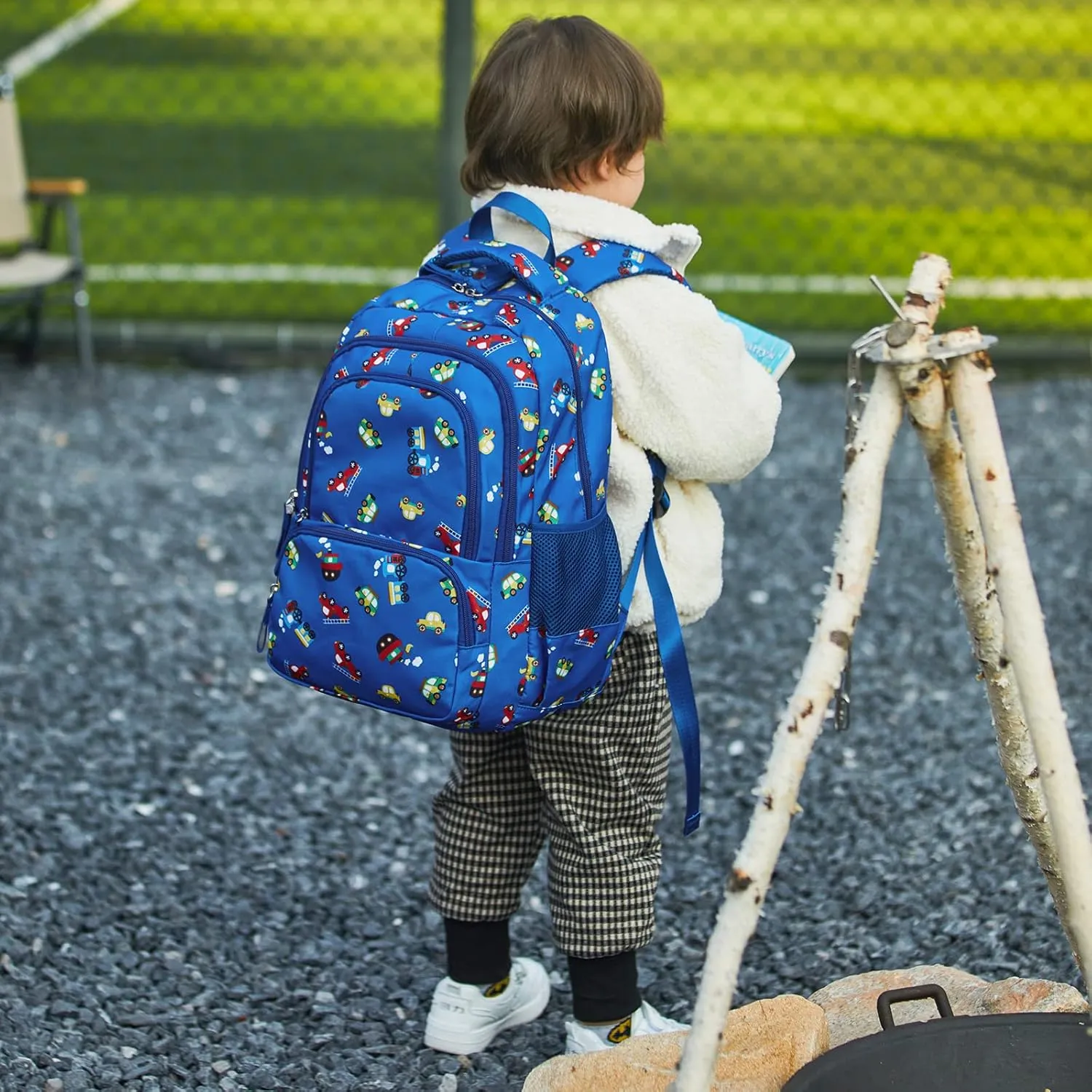 CLUCI Kids Backpack for Boys Bookbags Preschool Toddler Daycare School Bag Elementary Kindergarten Lightweight Waterproof Bluey Backpack Cars