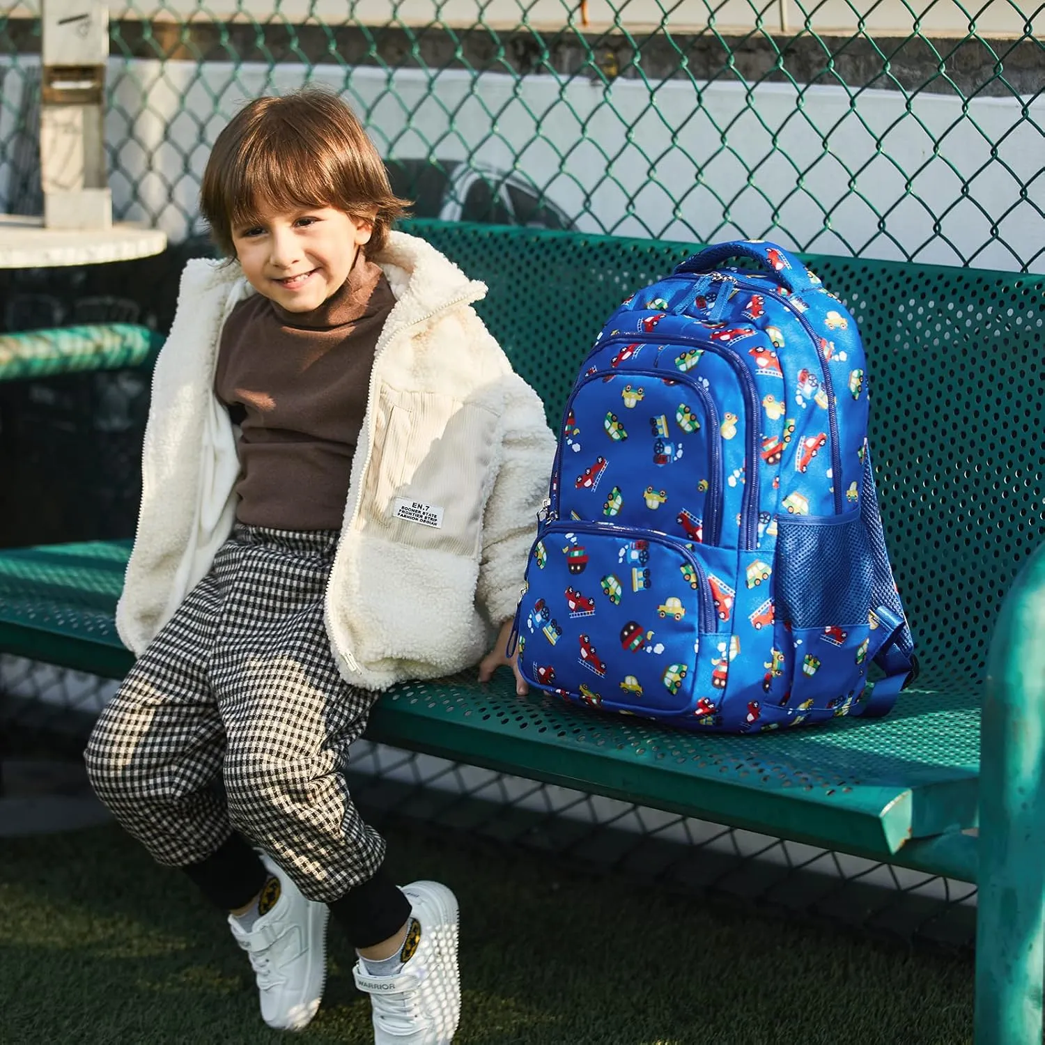 CLUCI Kids Backpack for Boys Bookbags Preschool Toddler Daycare School Bag Elementary Kindergarten Lightweight Waterproof Bluey Backpack Cars