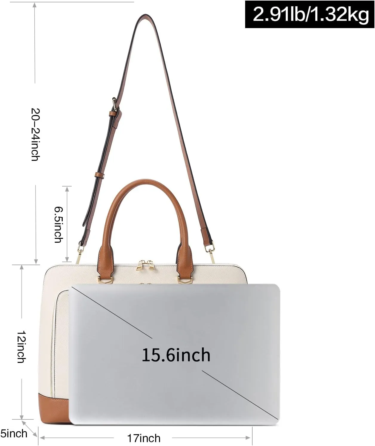 CLUCI Leather Briefcase for Women 15.6 Inch Laptop Business Computer Ladies Stylish Work Handbags Shoulder Bag
