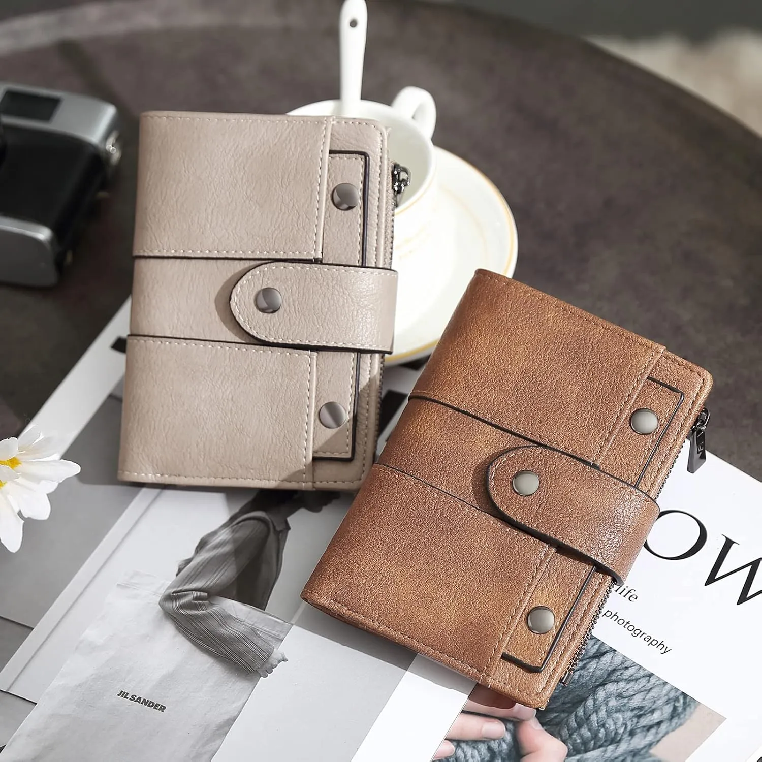 CLUCI Small Wallet for Women Leather Slim Womens Wallet Bifold Multi Card Holder Organizer Designer with Removable ID Window