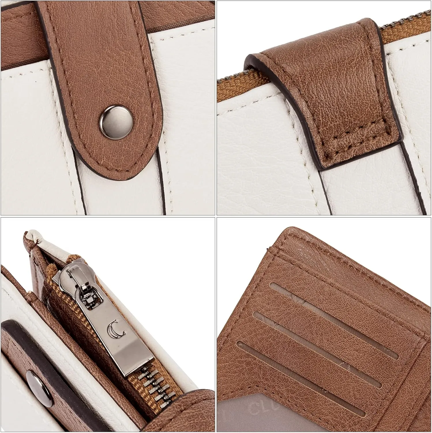 CLUCI Small Wallet for Women Leather Slim Womens Wallet Bifold Multi Card Holder Organizer Designer with Removable ID Window