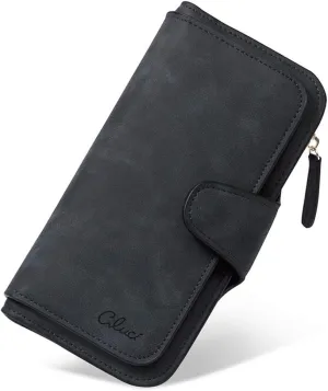 CLUCI Women Wallet Leather RFID Blocking Designer Trifold Card Holder Ladies Clutch with ID Window
