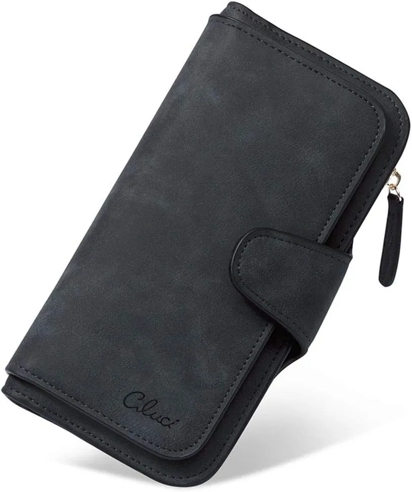 CLUCI Women Wallet Leather RFID Blocking Designer Trifold Card Holder Ladies Clutch with ID Window