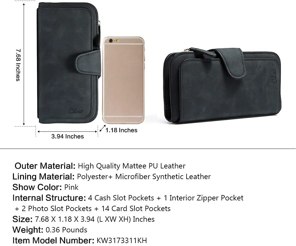 CLUCI Women Wallet Leather RFID Blocking Designer Trifold Card Holder Ladies Clutch with ID Window