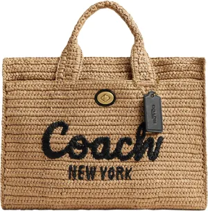 Coach Straw Cargo Tote, B4/Natural