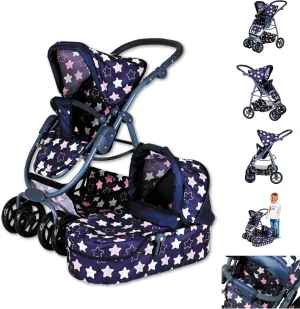 Coco 90743 Doll's Pram Star Blue Pink
