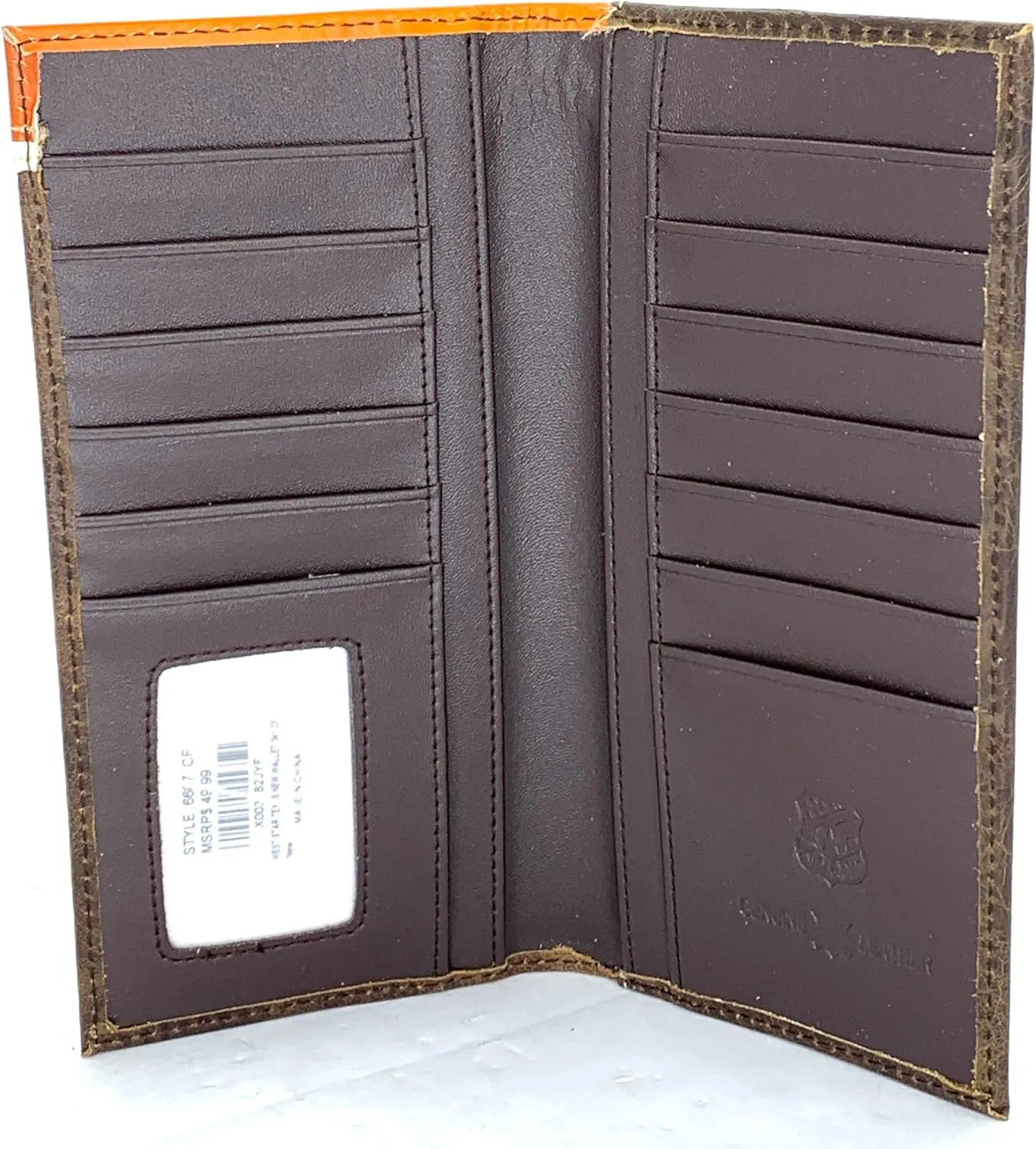 Coffee Leather Wallet With Bull Rider Concho