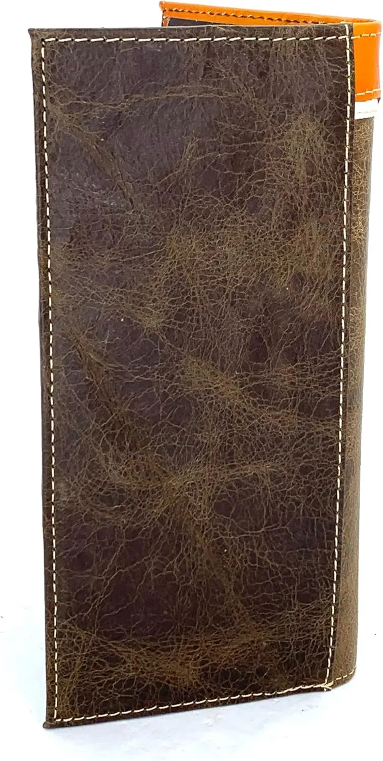 Coffee Leather Wallet With Bull Rider Concho