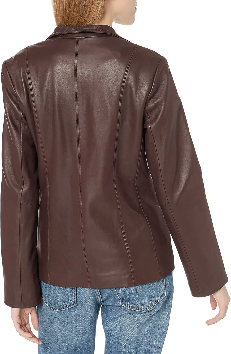 Cole Haan Women's Leather Wingtip Collared Jacket