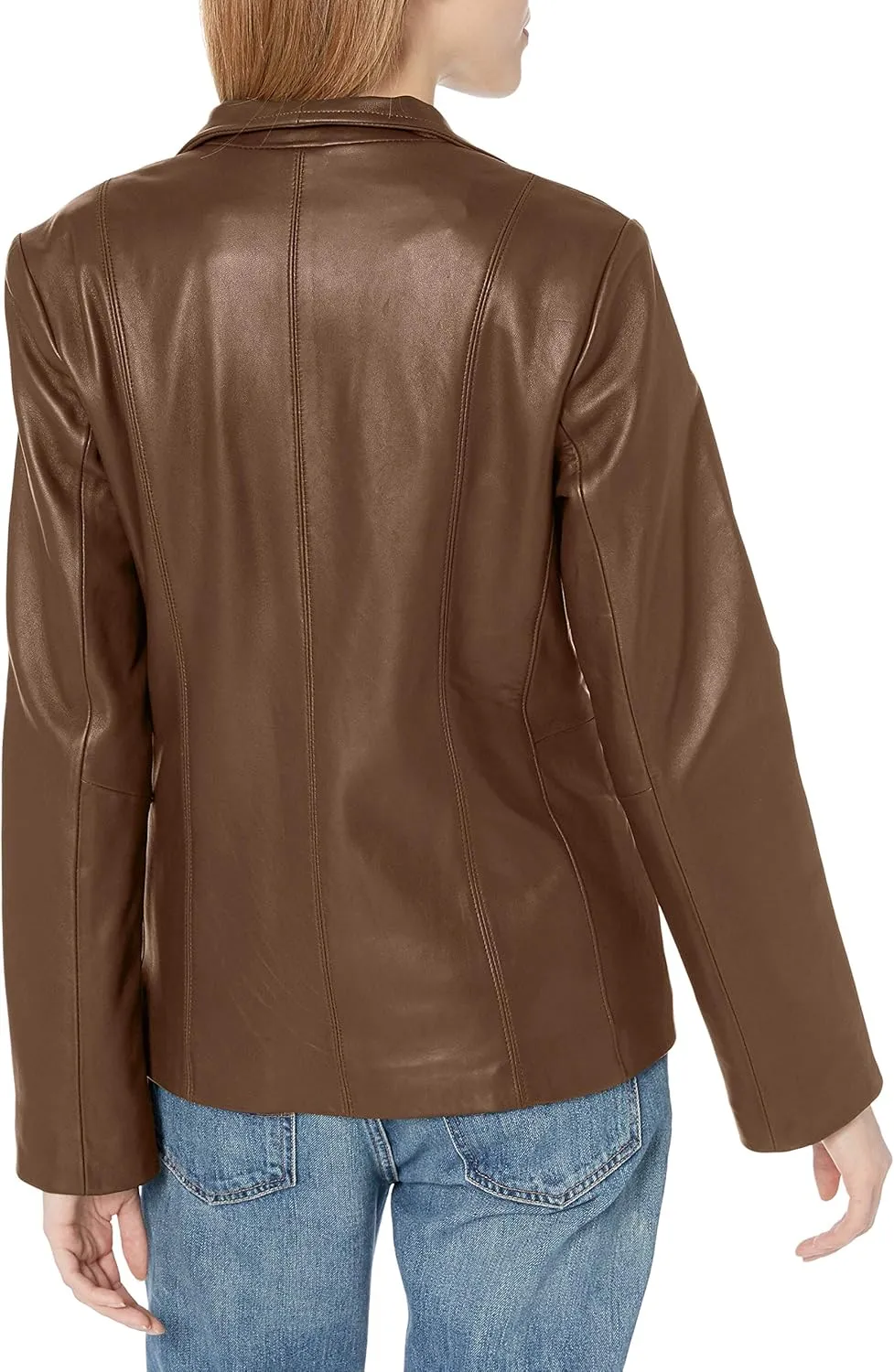 Cole Haan Women's Leather Wingtip Collared Jacket