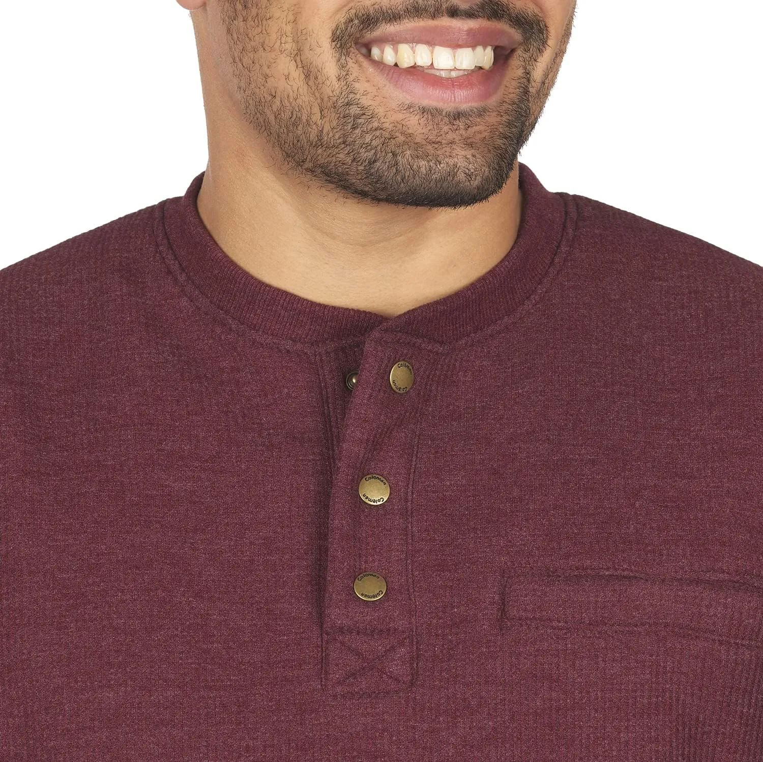 Coleman Long-Sleeve Sherpa Lined Waffle Henley Shirts for Men