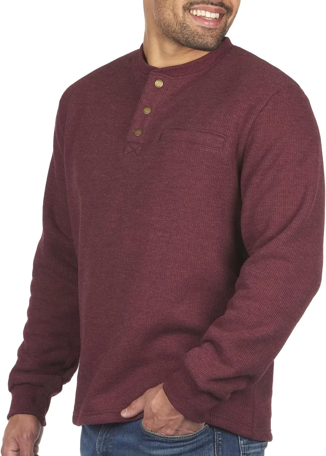 Coleman Long-Sleeve Sherpa Lined Waffle Henley Shirts for Men