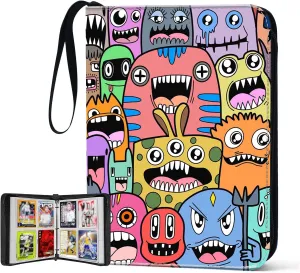 Collectible Trading Card Albums,Card Binder 4-Pocket,PU Premium Zip Trading Card Collection Binder with 400 Double-Sided Pockets and 50 Removable Sleeves,Card Folder for TCG/CCG,Sports Card,Multicolor