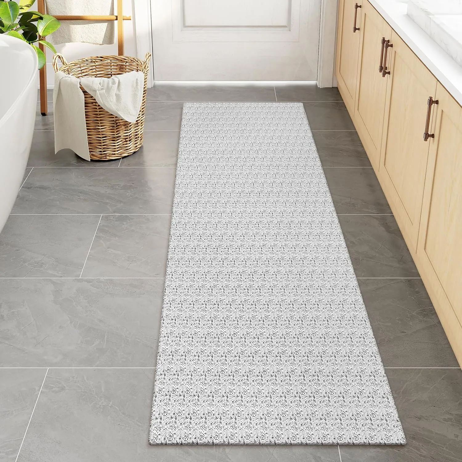 Collive Hallway Runner Rug 2x6 Kitchen Runner Rugs Non Slip Rubber Backed Gray Cotton Carpet Washable Farmhouse Rug Runners for Hallways Boho Floor Runners for Bedroom Entryway Laundry