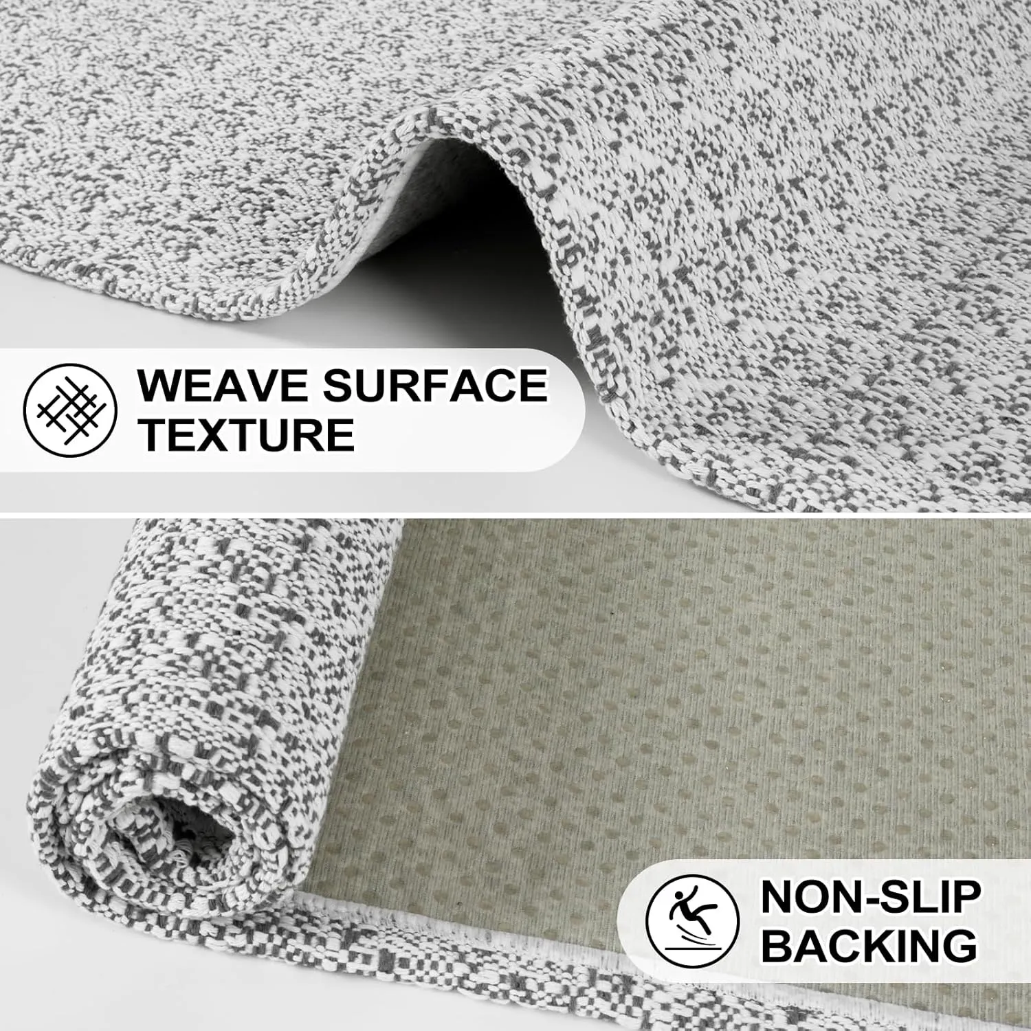 Collive Hallway Runner Rug 2x6 Kitchen Runner Rugs Non Slip Rubber Backed Gray Cotton Carpet Washable Farmhouse Rug Runners for Hallways Boho Floor Runners for Bedroom Entryway Laundry