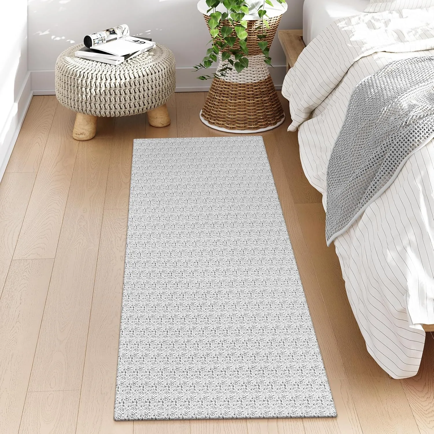 Collive Hallway Runner Rug 2x6 Kitchen Runner Rugs Non Slip Rubber Backed Gray Cotton Carpet Washable Farmhouse Rug Runners for Hallways Boho Floor Runners for Bedroom Entryway Laundry