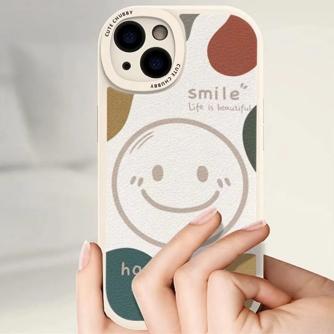 Colored Smile Leather Texture Case