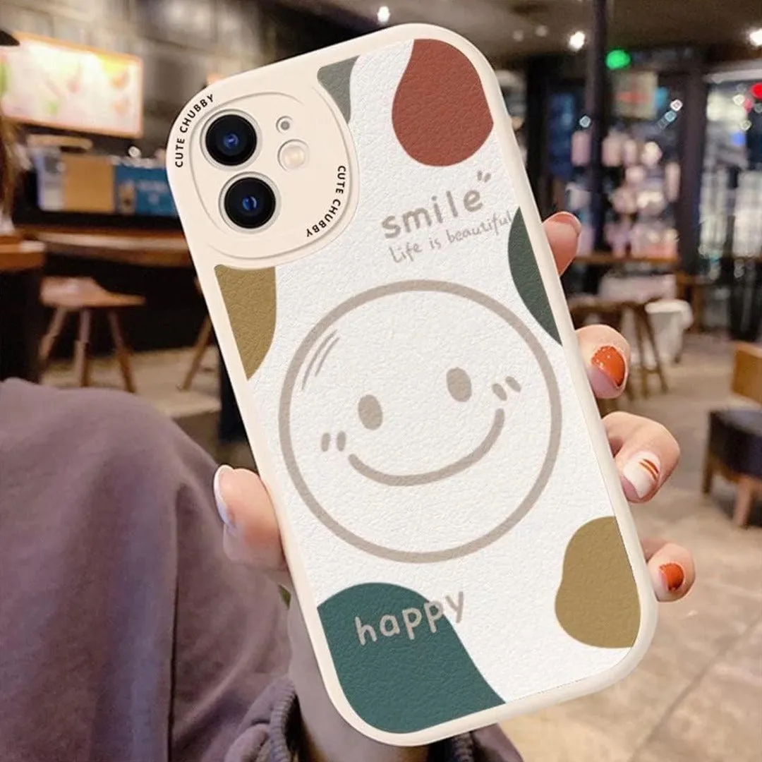 Colored Smile Leather Texture Case