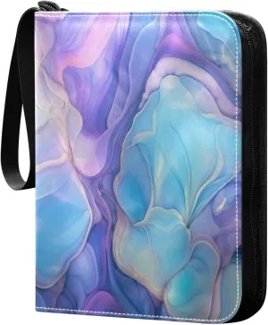 Colorful Bubbles Card Binder with 50 Removable Page Sleeves PU Leather Collectible Trading Card Albums Book with Zipper for Games Card,Baseball Cards