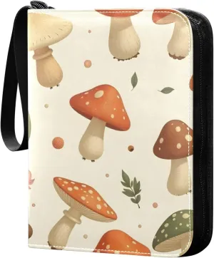 Colorful Cartoon Mushroom Card Binder Trading Cards Holder 4-Pocket，Album Pages Card Display Sleeves Fits 400 Cards Collector Book