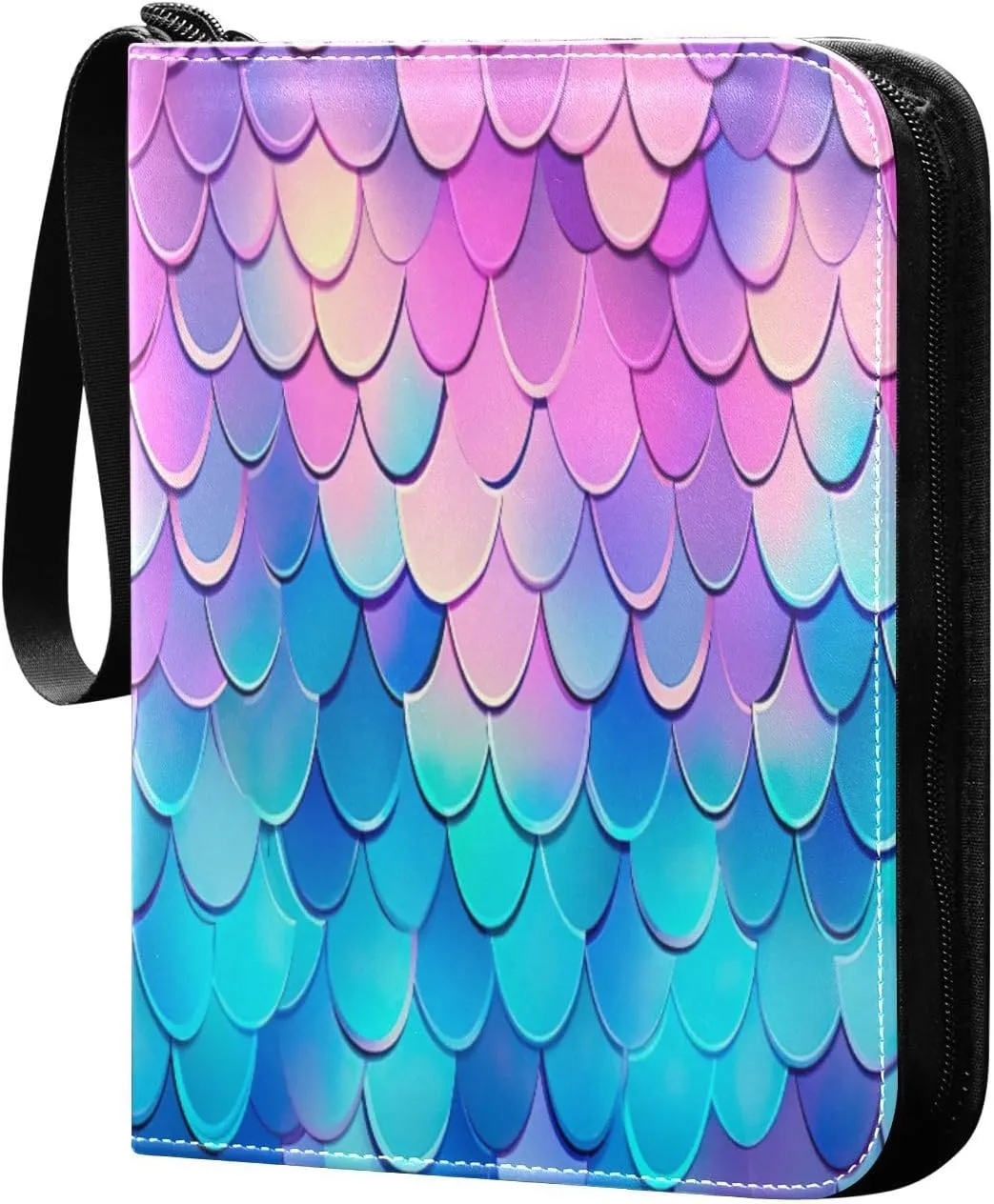 Colorful Scales Card Binder with Double Sided PU Leather Holder Albums Book with 400 Pockets for Collectible Trading Card Games Card