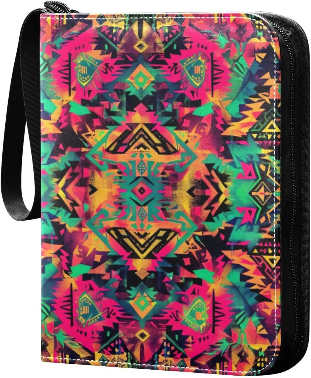 Colorful Tribal Design Card Binder, 400 Pockets Card Holder with 50 Sleeves, Sturdy Card Holder Folders for Game Cards & Sports Cards