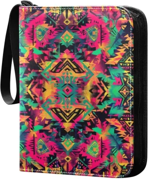 Colorful Tribal Design Card Binder, 400 Pockets Card Holder with 50 Sleeves, Sturdy Card Holder Folders for Game Cards & Sports Cards