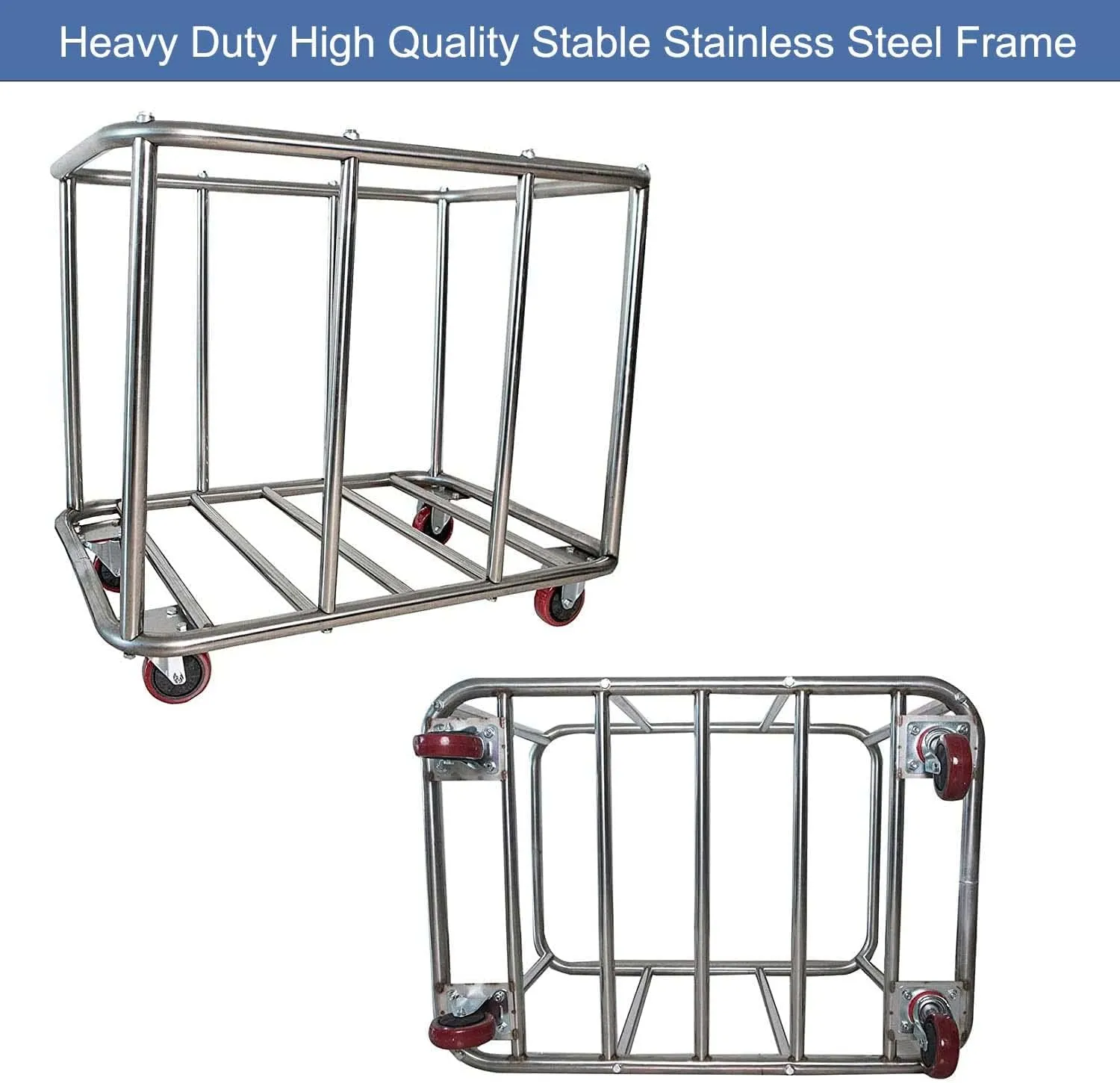 Commercial Laundry Cart with Wheels,11.5 Bushel Large Laundry Cart,Heavy Duty Stainless Steel Commercial Laundry Hampers Laundry Basket with Waterproof Lining,260 Lbs Load