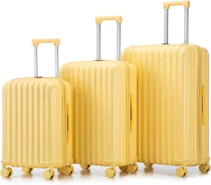 Convenient Travel with ABS Spinner Wheel Luggage, Built-in USB Port & Cup Holder, Spacious Design, Yellow