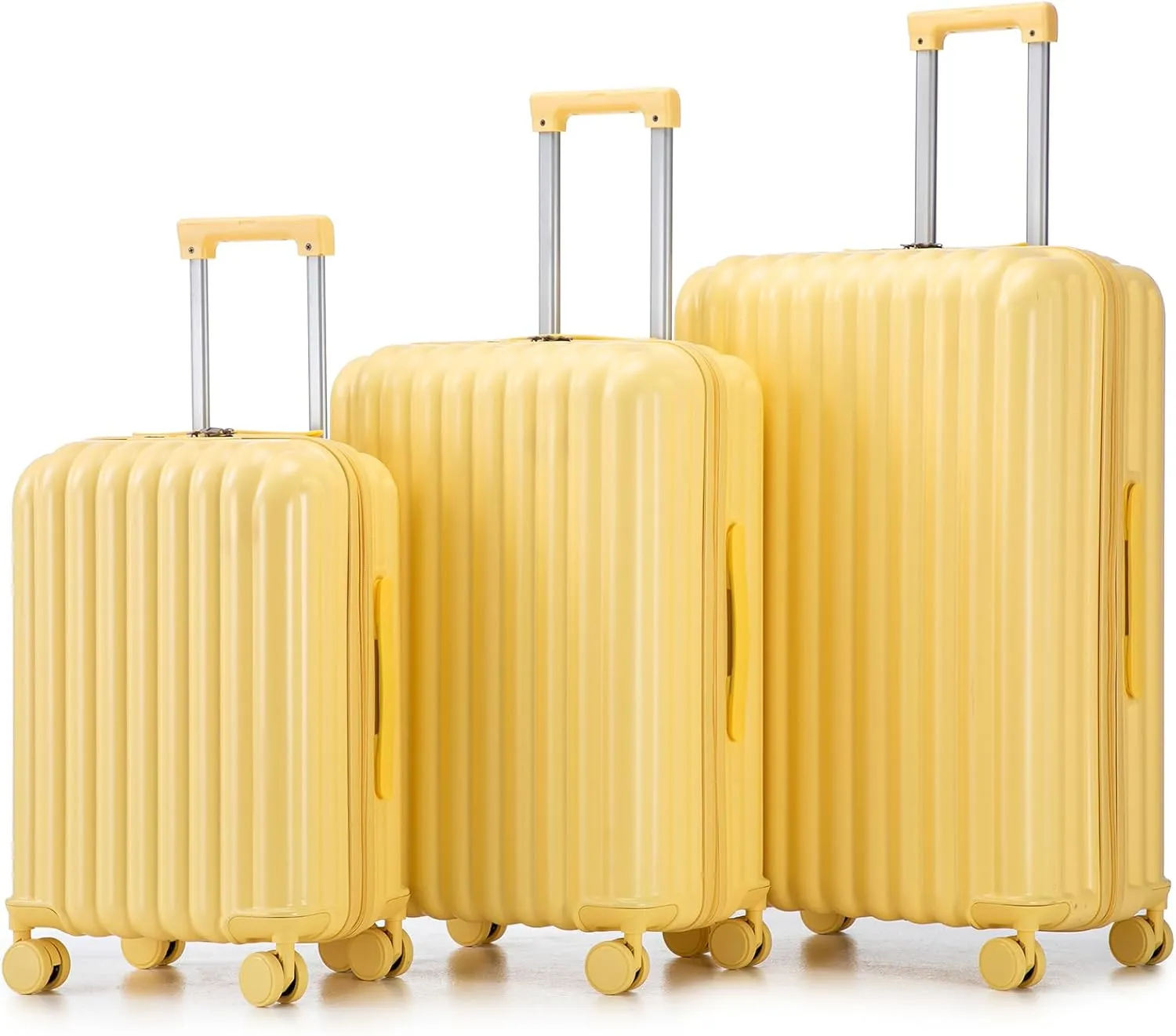 Convenient Travel with ABS Spinner Wheel Luggage, Built-in USB Port & Cup Holder, Spacious Design, Yellow