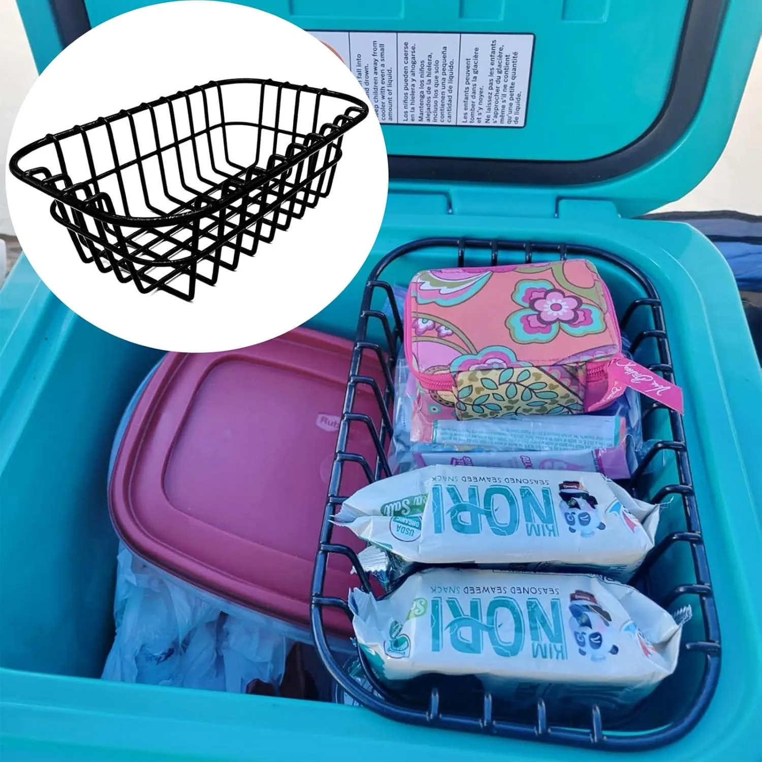 Cooler Basket Compatible with YETI Roadie 24, Dry Goods Wire Cooler Rack Storage Will Keep Smaller Items Dry and Stay Goods High for Roadie 24 Ice Chest Good to Hold Fruit, Utensils, etc