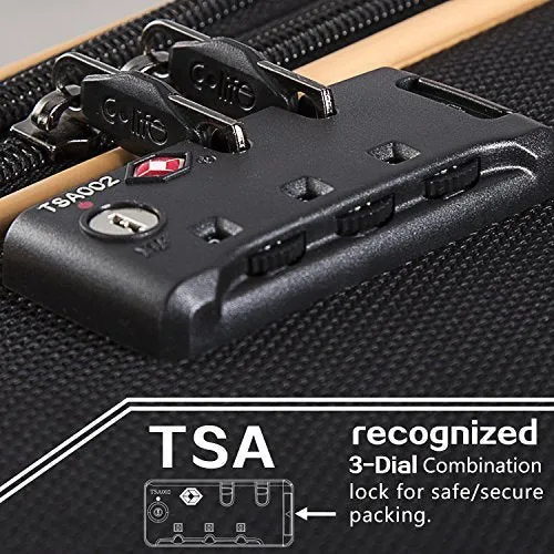 Coolife Luggage 3 Piece Set - Softshell with TSA lock - Navy Blue