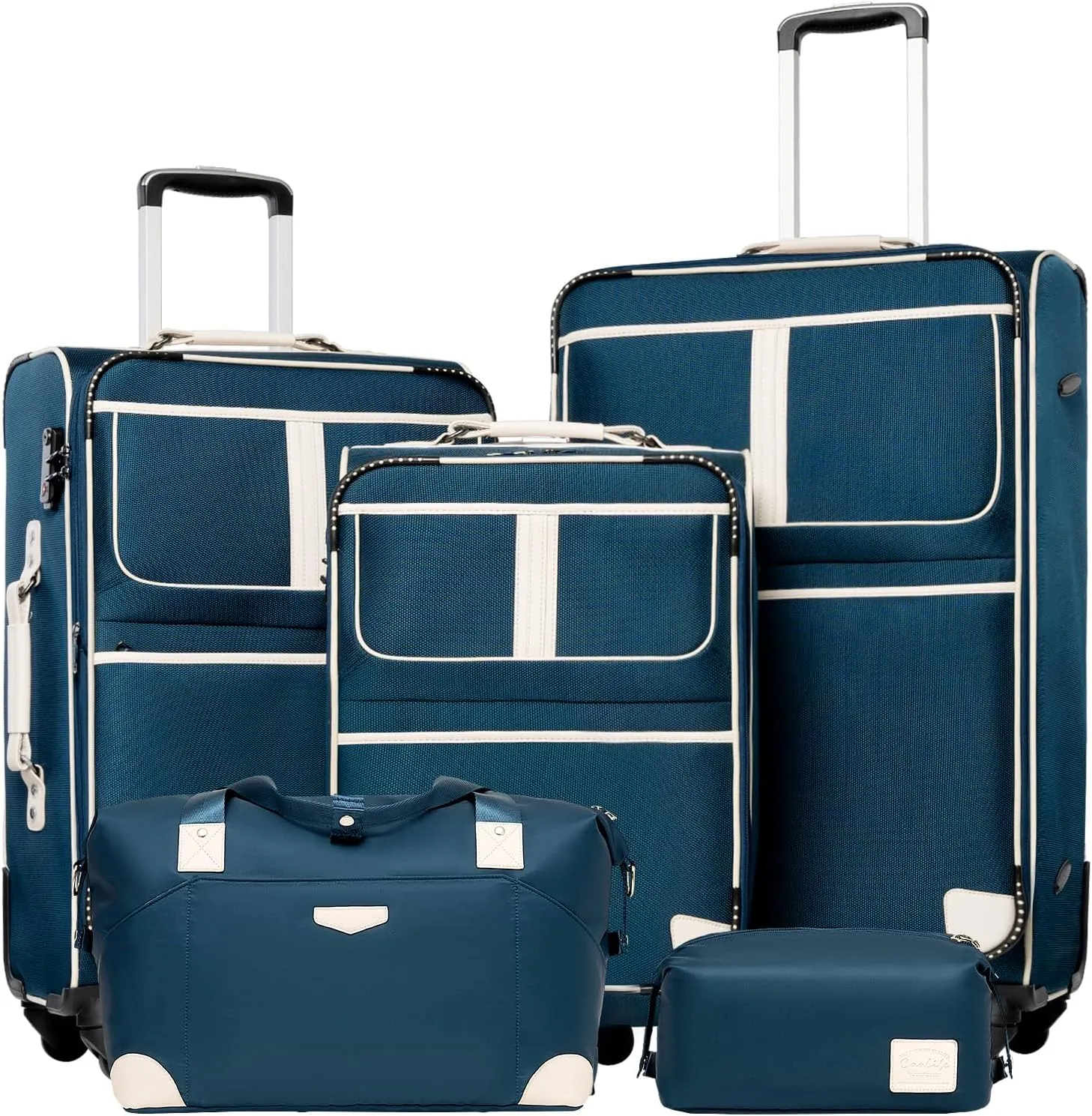 Coolife Luggage 5 Piece Set Suitcase Expandable TSA lock spinner softshell