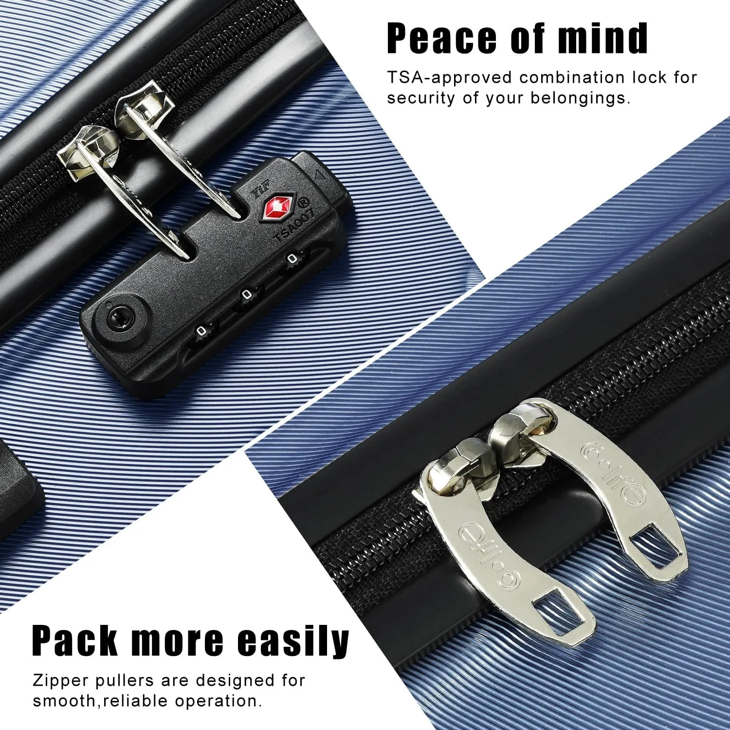 Coolife Luggage Suitcase Carry-on Spinner TSA Lock USB Port Expandable (only 28’’) Lightweight Hardside Luggage (Gray, 3 piece set)